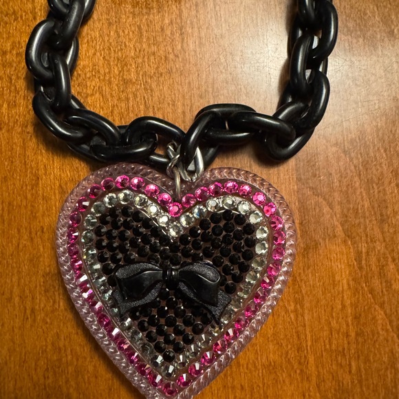 Heart Pendant Necklace with Black Chain - Picture 3 of 3